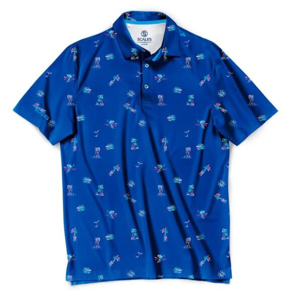 SCALES Men's XL Golf Polo UPF 50+ | Clubhouse Performance Hula Surf & Slay NWT - Picture 1 of 13